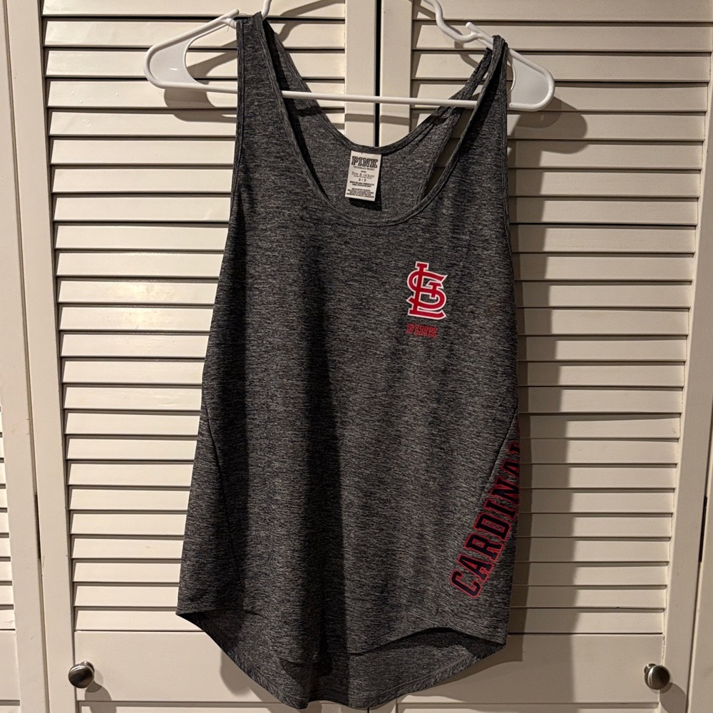 PINK Victoria's Secret Gray and Red Tank Top